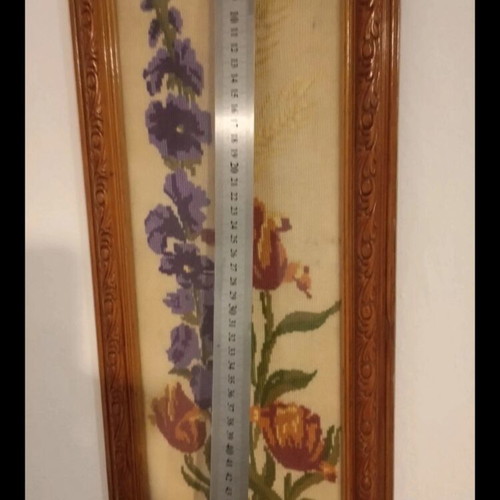 Embroidered painting in wooden frame, like new, 48x25 cm