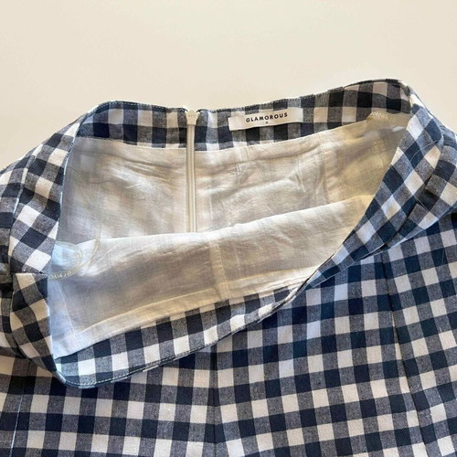 Glamorous zip culotte skirt like new, small blue and white checks