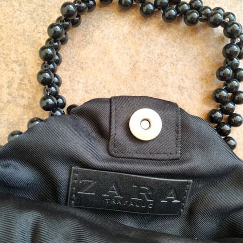 Zara black round beaded hand bag new