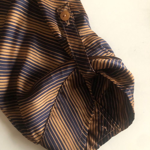 Satin blouse XL used, brown, with drape and shirt collar