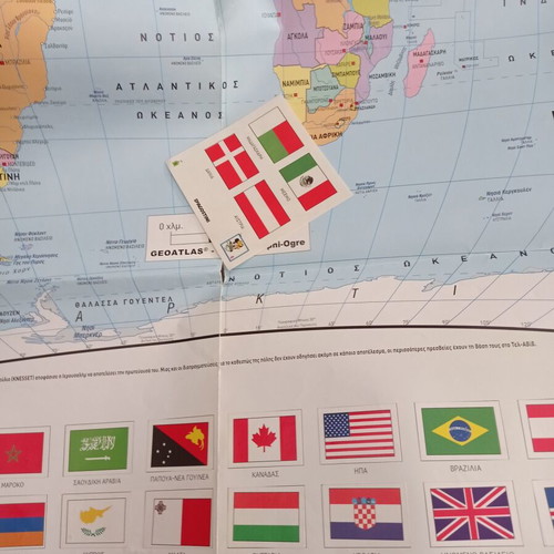 Political world map used De Agostini with country flags