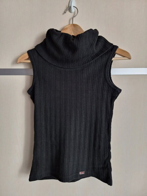 Black rib sleeveless turtleneck blouse IF Jeans used, size M