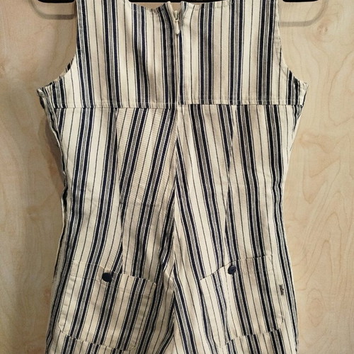 Dubleme Overalls Shorts for Girls 12 years like new, beige-blue striped
