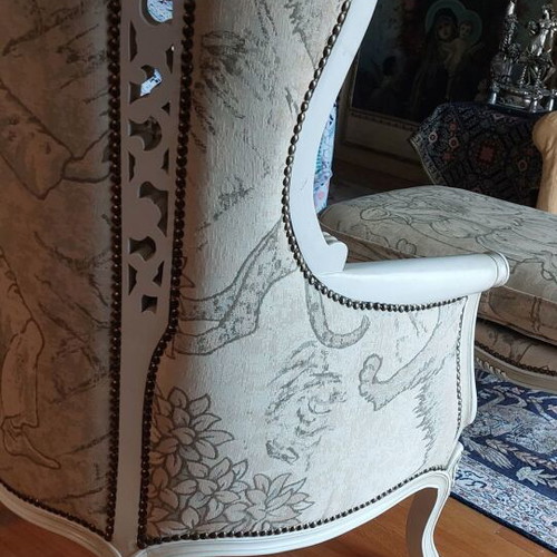 Collectible armchair and stool “The Descent of Dante” like new