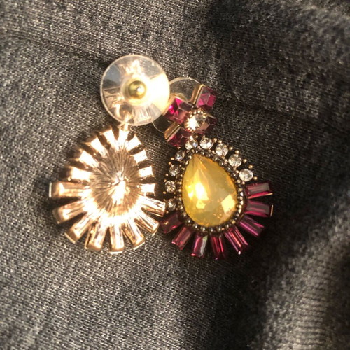 Earrings with crystals and rhinestones like new, multicolored