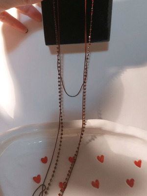 Triple long necklace new with red beads