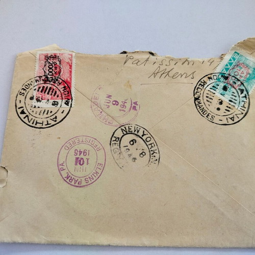 Envelopes with stamps and postmarks from the 1940s used, set of 2