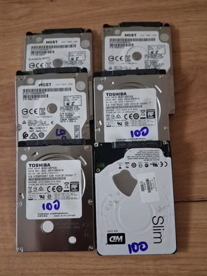 Твърди дискове 2.5" комплект от 6 употребявани, 3x250GB, 2x320GB, 1x1TB