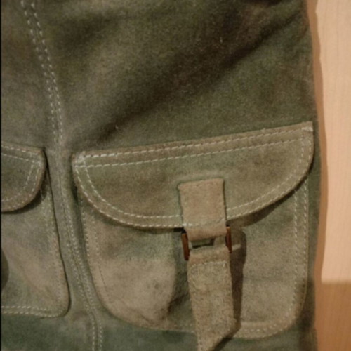 Accessorize shoulder bag used, petrol genuine suede leather