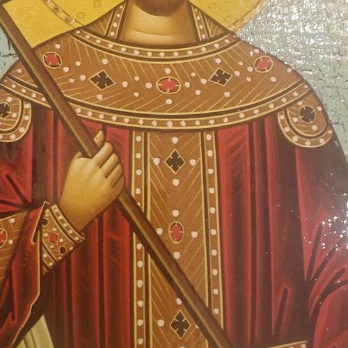 Handmade Saint Constantine decoupage icon on wood