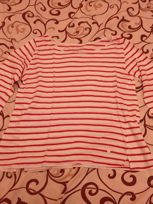 Stradivarius long-sleeve t-shirt, white and red stripes, size M