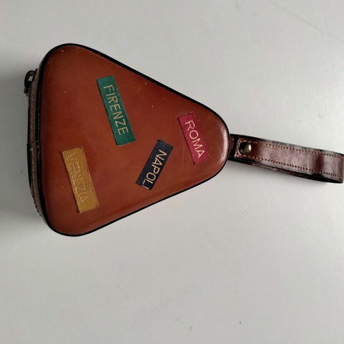 Vintage Italian leather travel wallet with mirror used