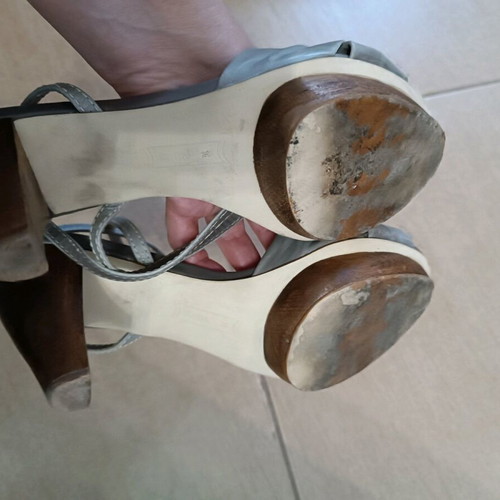 Zara sandals used, gray, size 38, wooden heel