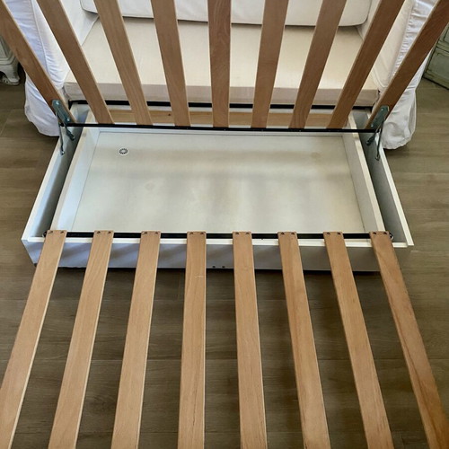 IKEA HAGALUND two-seater sofa bed, white