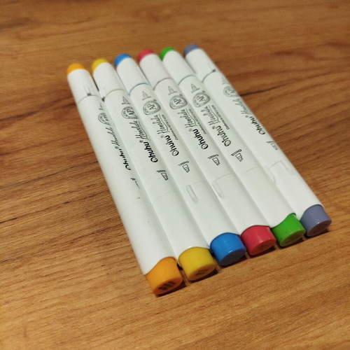 Ohuhu Honolulu Brush & Chisel Alcohol Markers set of 6 like new