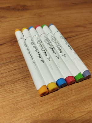 Ohuhu Honolulu Brush & Chisel Alcohol Markers set of 6 like new