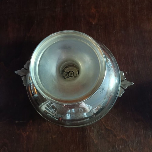 Vintage silver-plated fondant dish with carved details like new