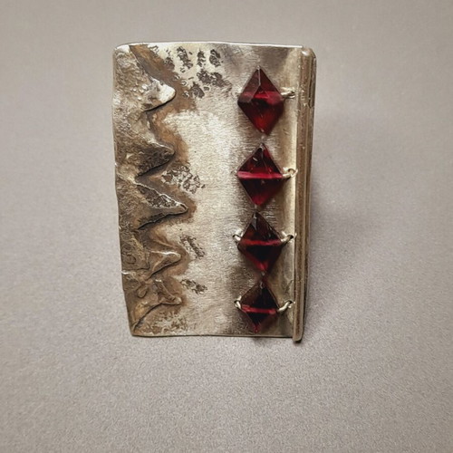 Handmade silver ring 925 with semi-precious stones and opening shank new