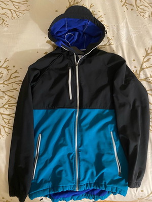 Jacket used, black with blue fleece inside, size S
