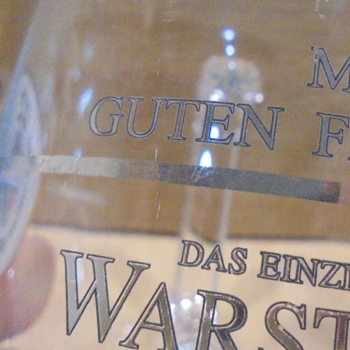 Warsteiner beer set of two used promotional glass mugs 0.5l