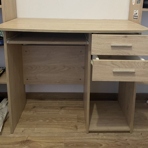 Desk with two drawers and sliding shelf