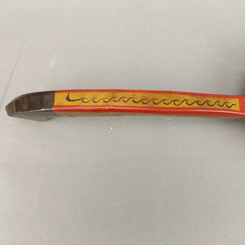 Old Hand-Painted Russian Wooden Serving Spoon Used with Khokhloma
