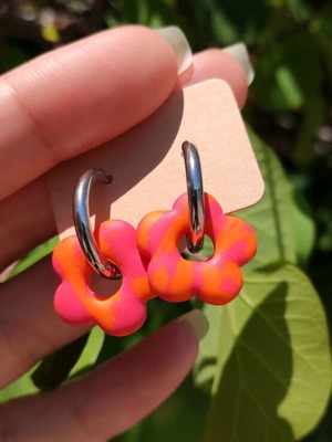 Handmade earrings from polymer clay and steel, new