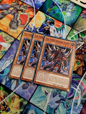 Playset 3x Evil HERO Infernal Gainer LED3 Yu-Gi-Oh! cards