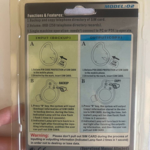 Sim card backup machine vintage, unused