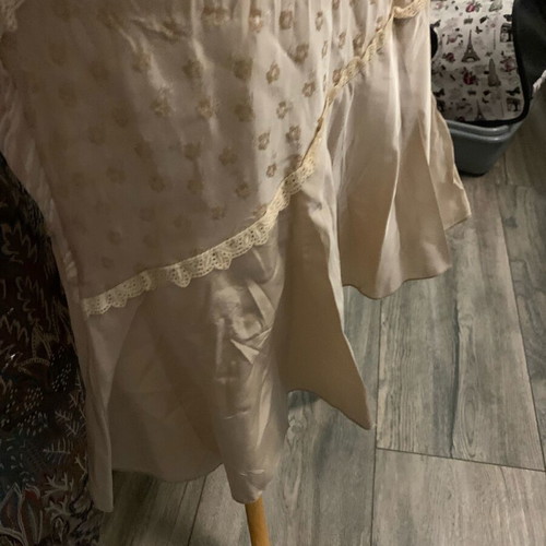 Lussile silk satin skirt-dress pink and grey, new