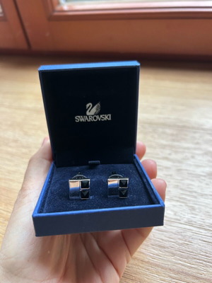 Swarovski cufflinks new silver tone with black details