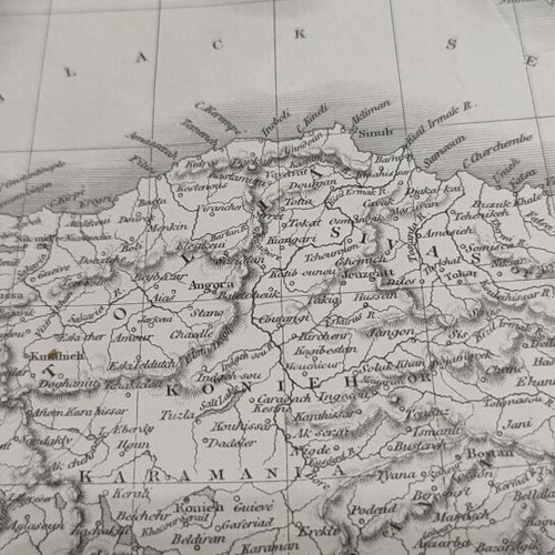 Authentic 1850 map of Turkey in Asia showing Cyprus and eastern coasts