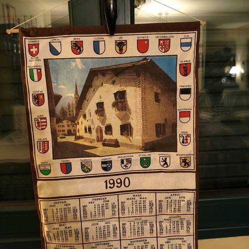 Vintage fabric wall calendar from Switzerland 1990 like new