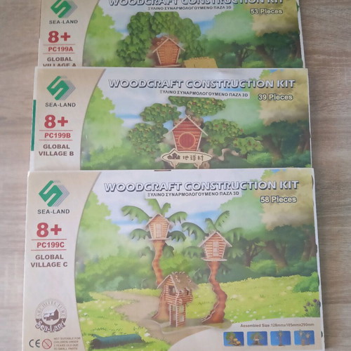 Wooden 3D assembly puzzle new, three-dimensional treehouse constructions
