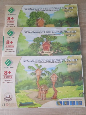 Wooden 3D assembly puzzle new, three-dimensional treehouse constructions