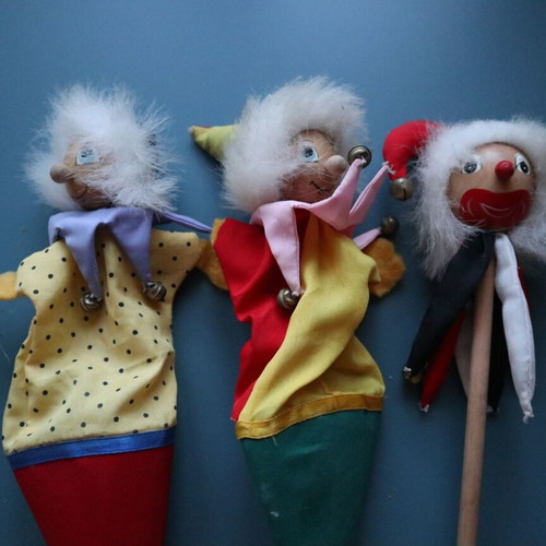 Wooden clown puppets for puppet theater like new