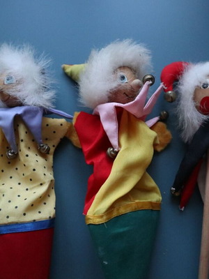 Wooden clown puppets for puppet theater like new