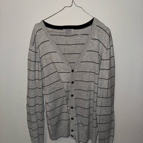 Pull&Bear gray striped cardigan used, size Large