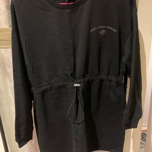 Trendyol sweatshirt dress like new, black, fleece fabric, size M
