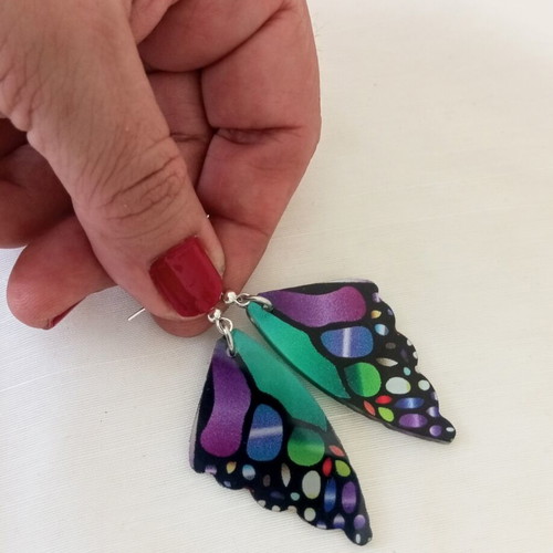 Butterfly Wing Earrings new, colorful plexiglass