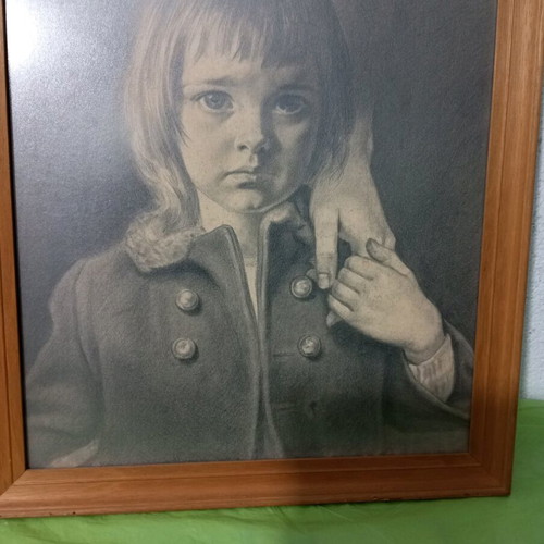 Pencil drawing painting used, dimensions 48x42 cm
