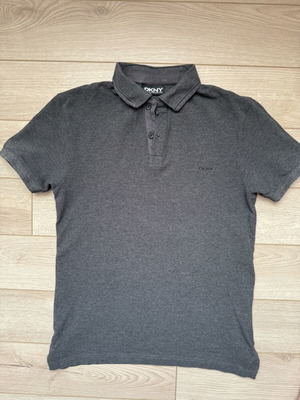 DKNY Men's Classic Polo Shirt Size S, charcoal