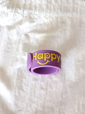Βραχιόλι slap "Happy" σαν καινούργιο, μωβ-φούξια