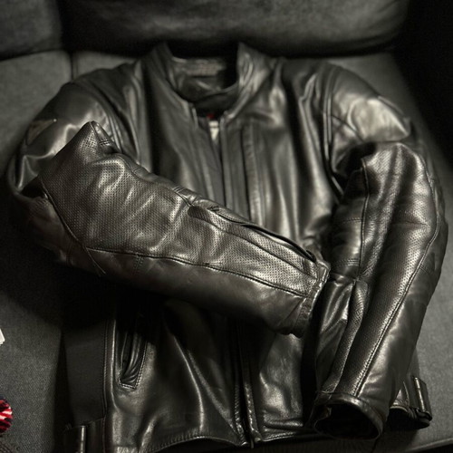 Dainese Black Leather Motorcycle Jacket used, size 46