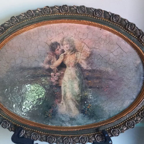 Decorative tray handmade polyester 39×23 cm