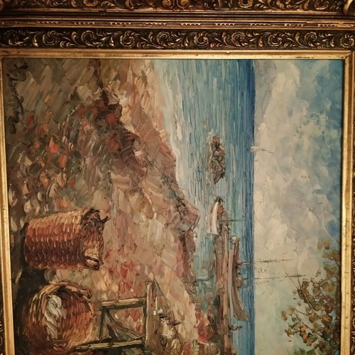 Zenetzis painting with frame authentic artwork