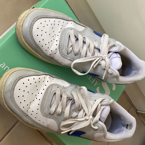 Nike Court Vision Low used, white with blue Swoosh, size 43