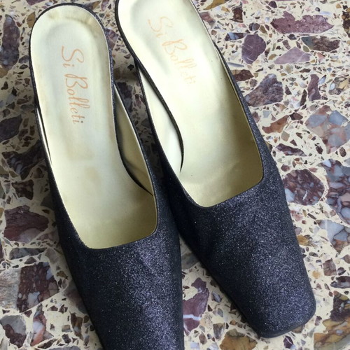 Si Bolleti vintage evening mules size 38 with glitter heel 9 cm like new