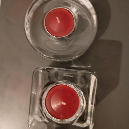Orrefors Puck series candlesticks like new, crystal