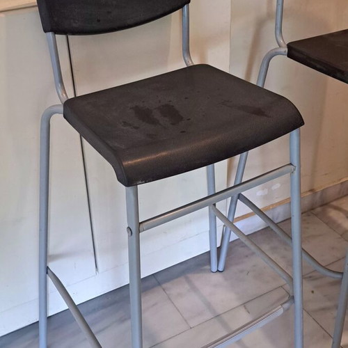 IKEA bar stools set of 4 used, black with gray metal frame